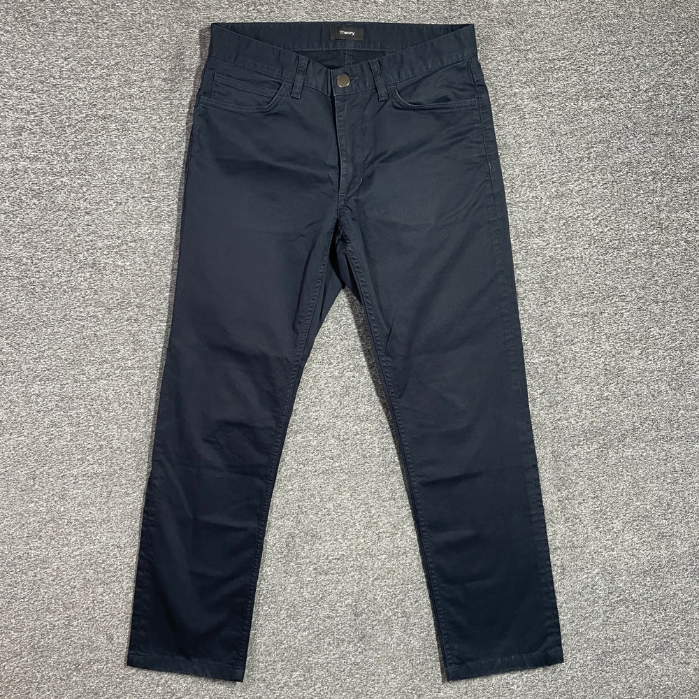 Theory Haydin JE N Brushed Twill Slim Fit Chino Pants Navy Blue Mens 29